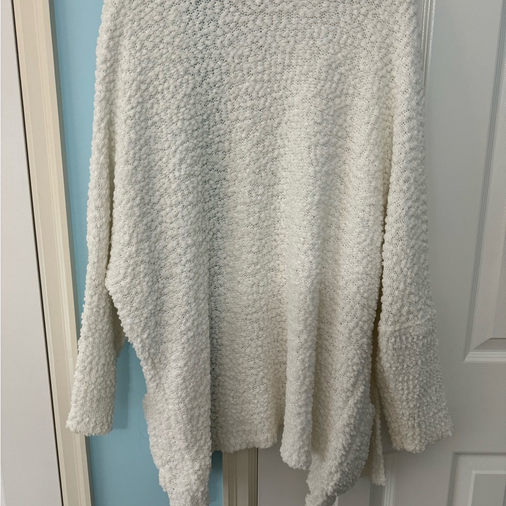 Long white Carnigan sweater